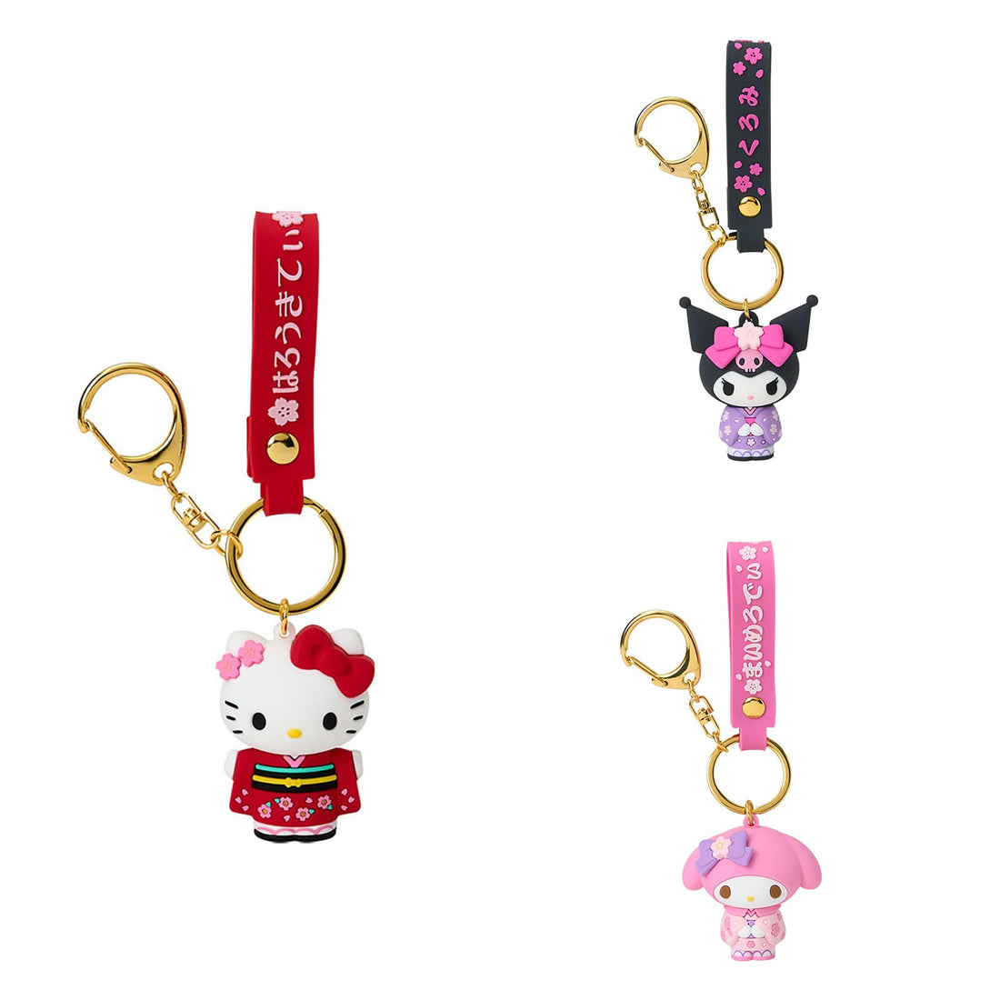 Sanrio三丽鸥|Keycharm Kimono和服系列超有质感硅胶可爱角色钥匙扣挂件/包挂|约3.7 x 7.2 x 7.5cm