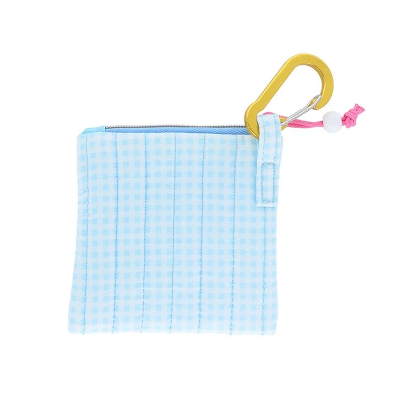 Sanrio三丽鸥|Sanrio × Crayon Shinchan Purse蓝格子小收纳包|約9.5×1×9.5cm