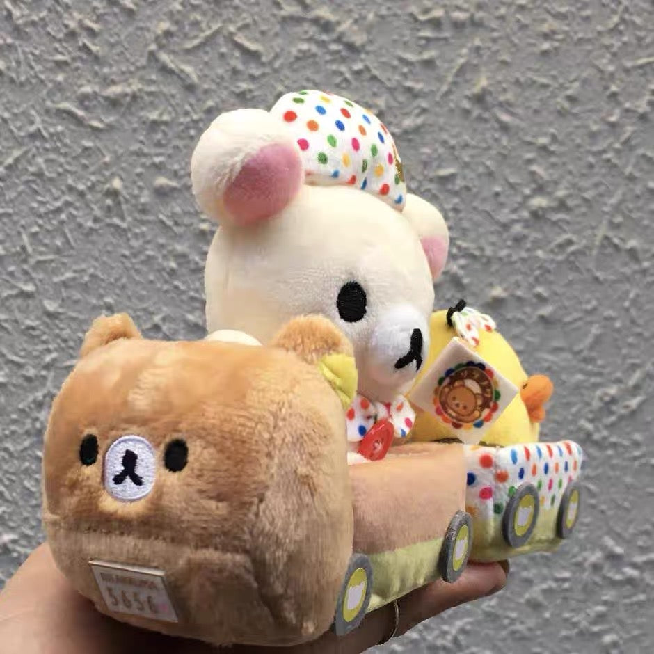 Rilakkuma轻松熊|20周年限定Korilakkuma小白熊+Kiiroitori鼻孔鸡+Rilakkuma轻松熊选举合奏巡游车毛绒玩偶套组摆件/公仔
