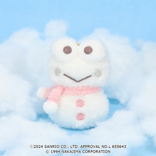 Sanrio|Pickles the Frog Snowman Mascot Holder /Plush Keychain|8.5×6×4.5cm approx.