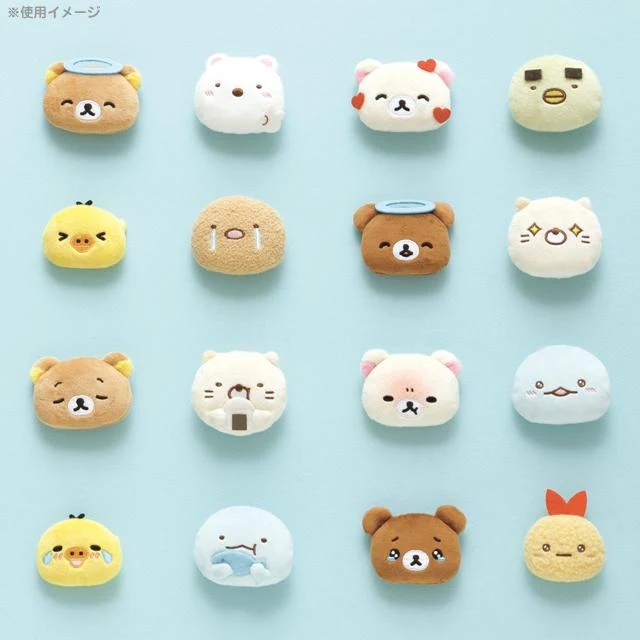Rilakkuma轻松熊|San-X Plush Badge 可爱角色毛绒熊头徽章别针|约40×60×15mm