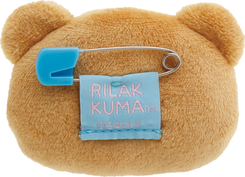 Rilakkuma轻松熊|San-X Plush Badge 可爱角色毛绒熊头徽章别针|约40×60×15mm