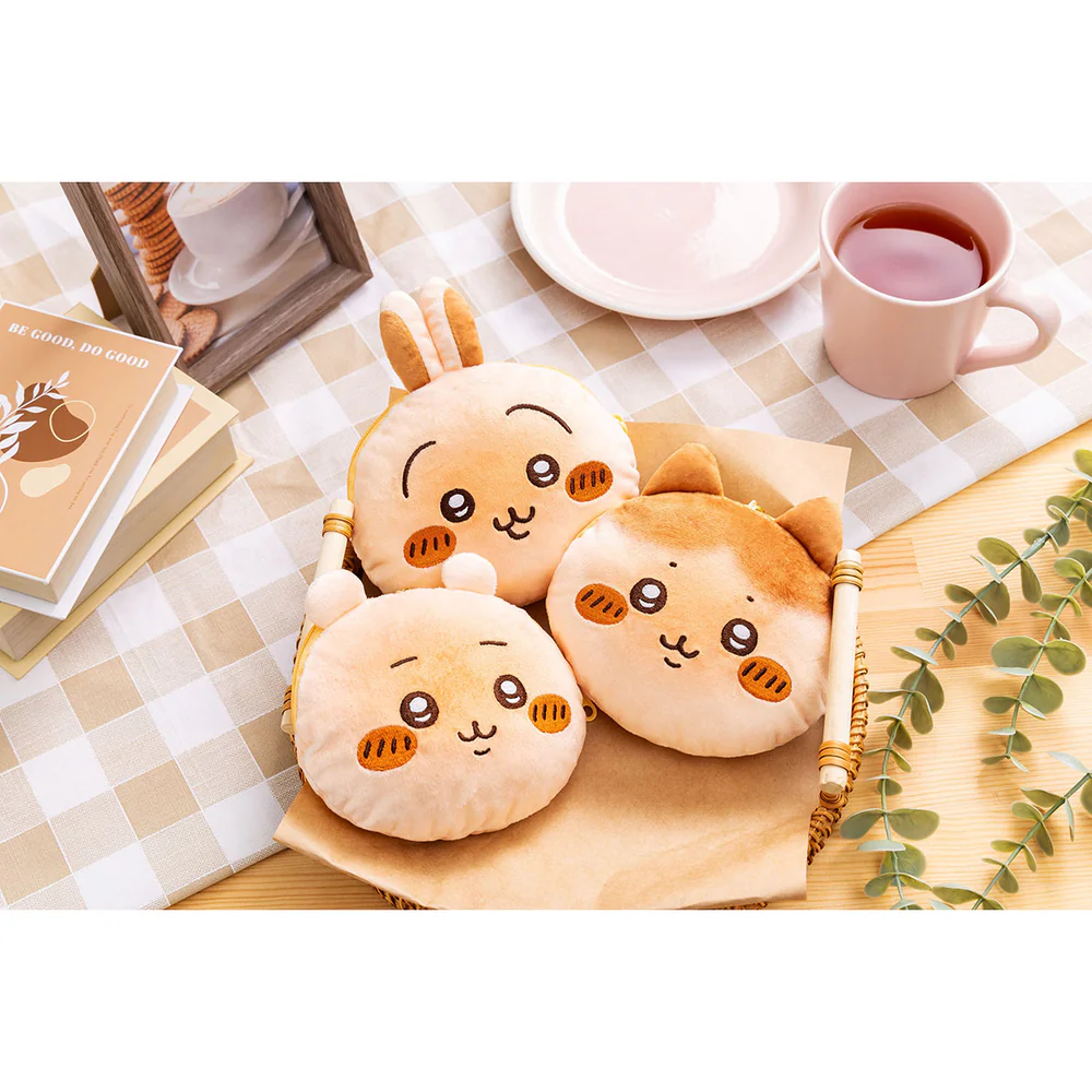 Chiikawa 吉伊卡哇|Face-shiped Mini Pouch / Chiikawa Bakery Bread-like面包店系列软乎乎脸型可爱角色零钱包挂件/包挂/耳机保护收纳包|约H115×W130×D40mm