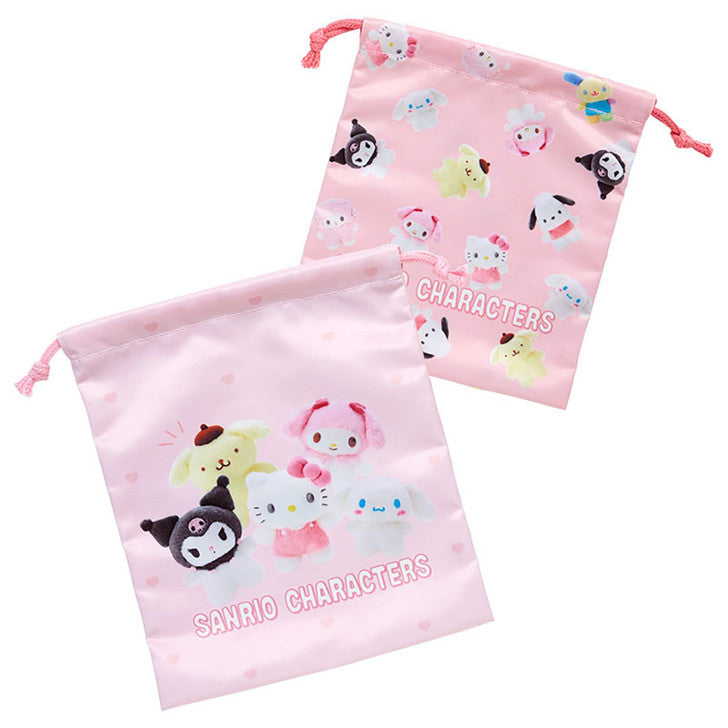 Sanrio| Drawstring Purse Set - Pitatto Friends Photo- Pitatto Friends Photo多巴胺格纹系列巾着包/束口包/收纳包|约21×0.5×25cm