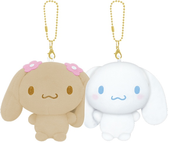 Sanrio三丽鸥| nico nui Cinnamoroll & Moca Plush Mascot Keychain磁吸贴贴毛绒玩偶钥匙挂件/包挂/1对|约 14.5 x 9.5 x 6 cm