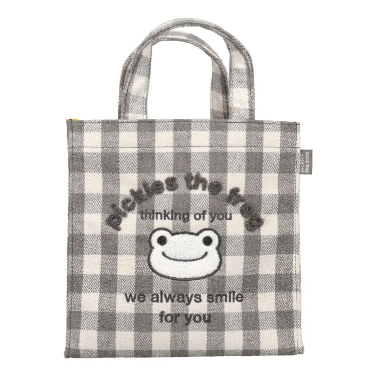 Pickles Frog泡菜蛙|简洁黑白格纹托特包/收纳包/防水内里|H23×W23×D12cm