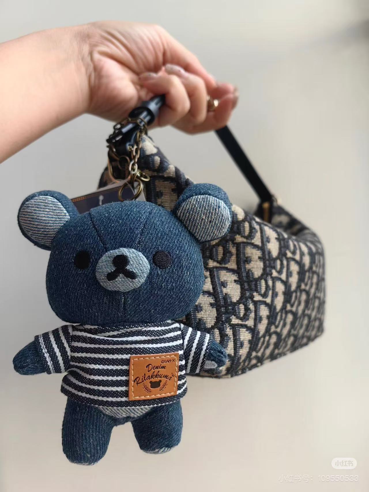 【limit 1】Rilakkuma|Kurashiki Denim House Mascot Holder /Plush Keychain|125×105×55mm approx.