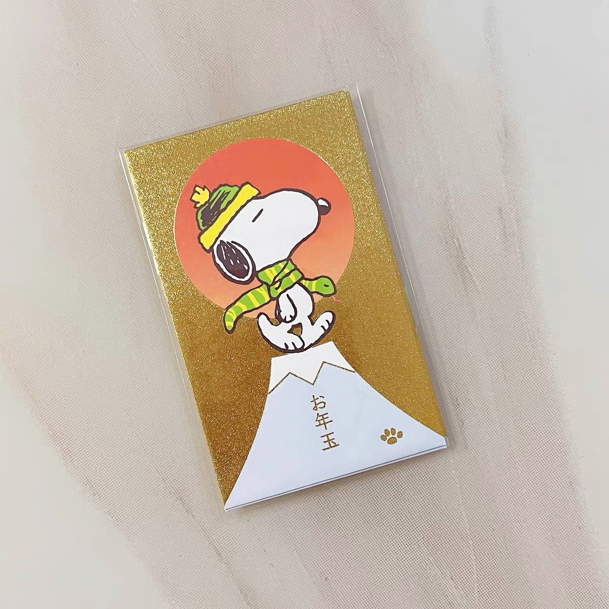 SNOOPY史努比|Peanuts蛇年豪华金色新年贺卡信封红包套装/3枚入|约105×65mm