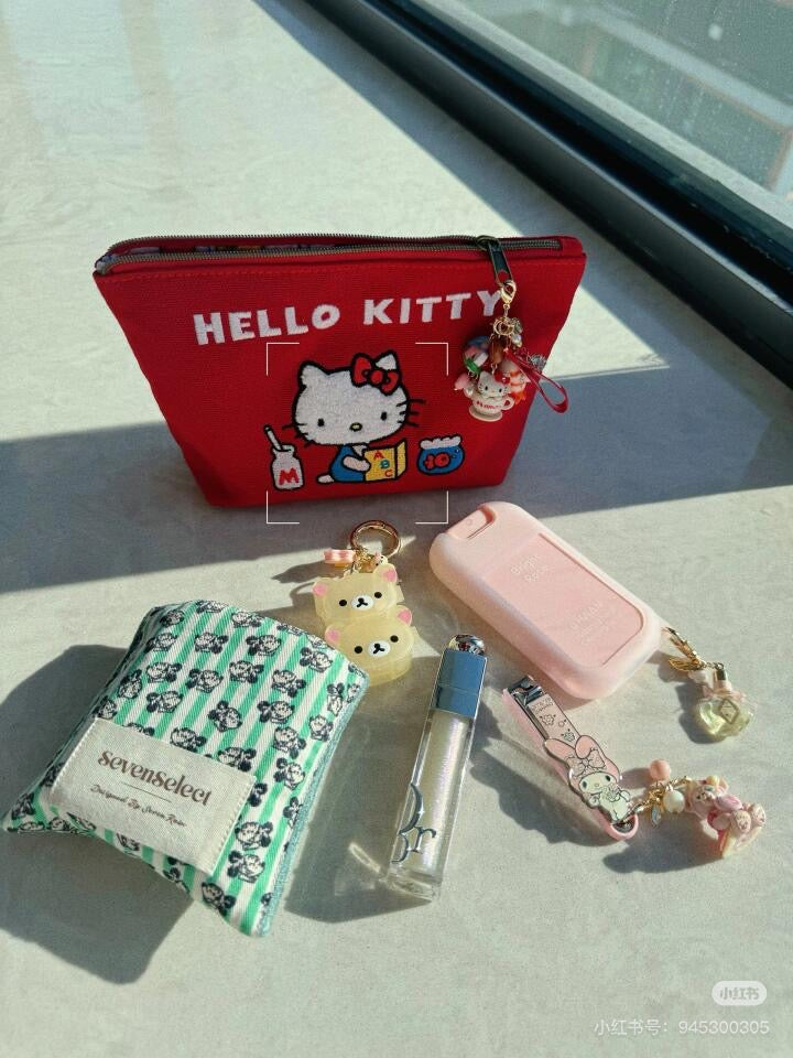 HelloKitty凯蒂猫|Sanrio Hello Kitty 50th Anniversary Makeup Pouch收纳包/化妆包|约H13×W19×D5
