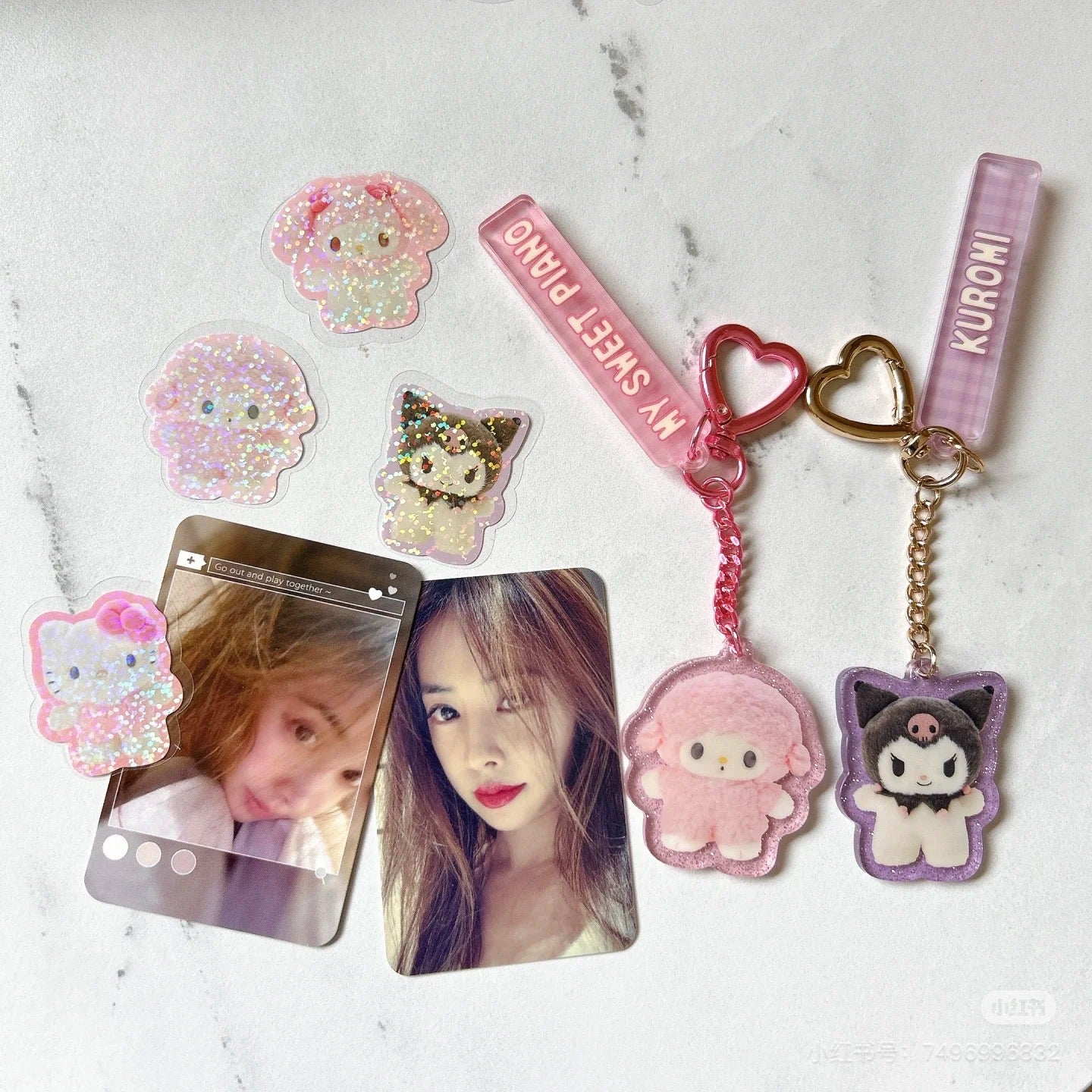 Sanrio|Secret Acrylic Keychain - Pitatto Friends Photo Blind Box多巴胺格纹系列可爱角色亚克力钥匙扣/挂件盲盒/全8种|1枚入