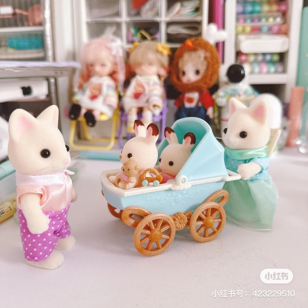 SylvanianFamilies森贝儿家族|Chocolate Rabbit Twins Set巧克力兔双胞胎婴儿车系列/套组/玩具/过家家5432