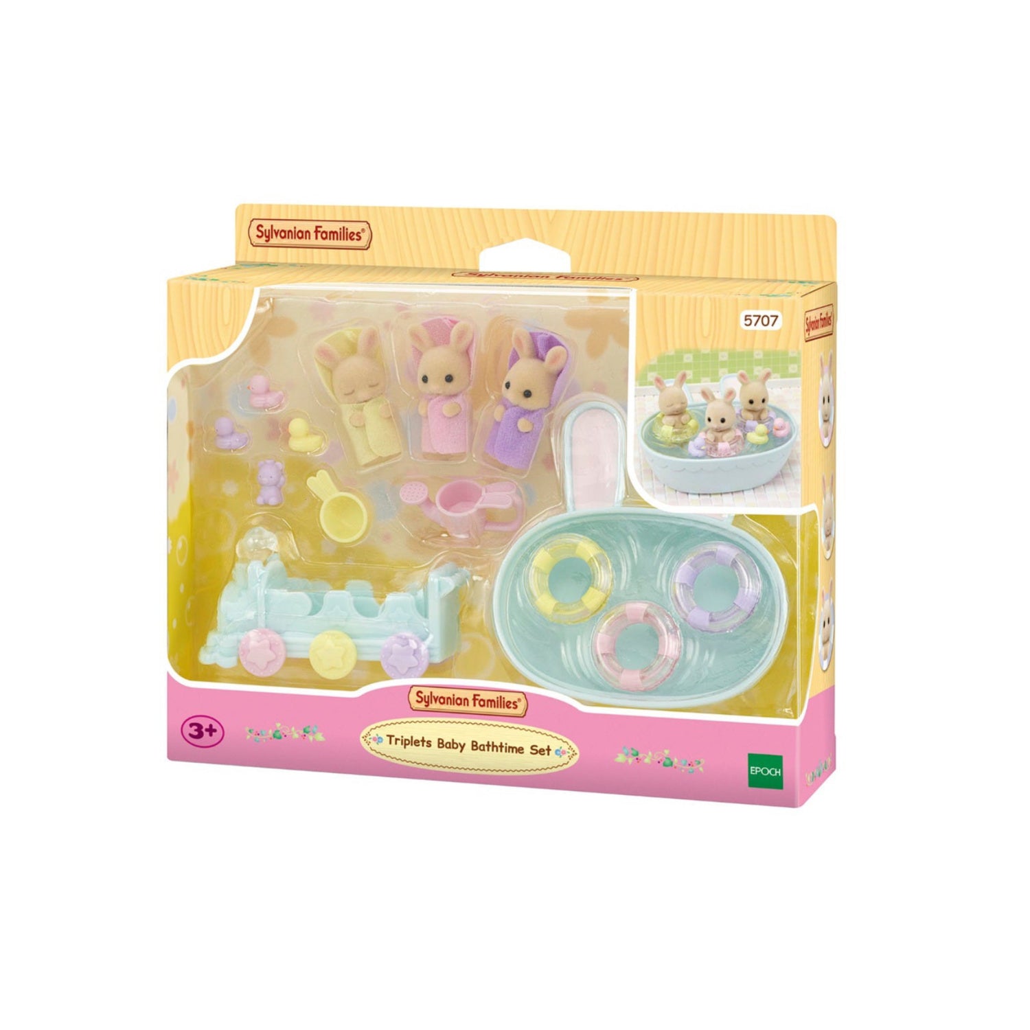 SylvanianFamilies|Triplets Baby Bathtime Set-Milk Rabbit-5707