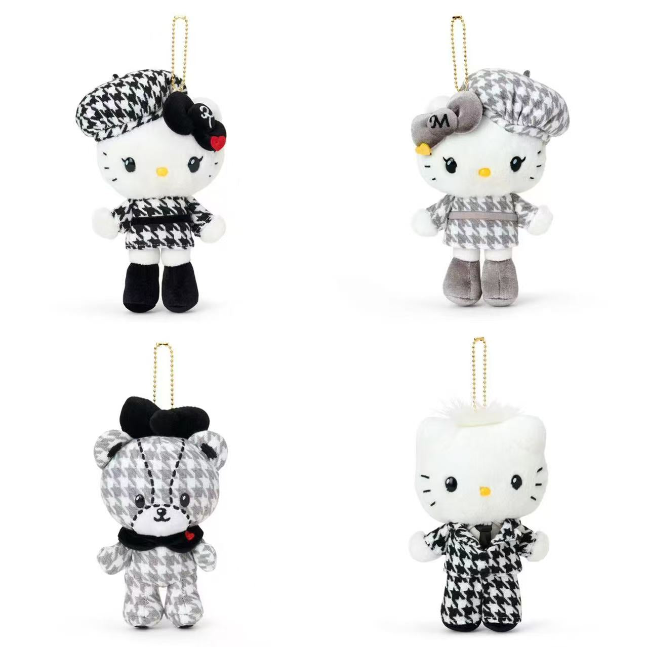 Hello Kitty|Monochrome Girly Twin Coordinate Mascot Holder /Plush Keychain|11×7×18cm approx.
