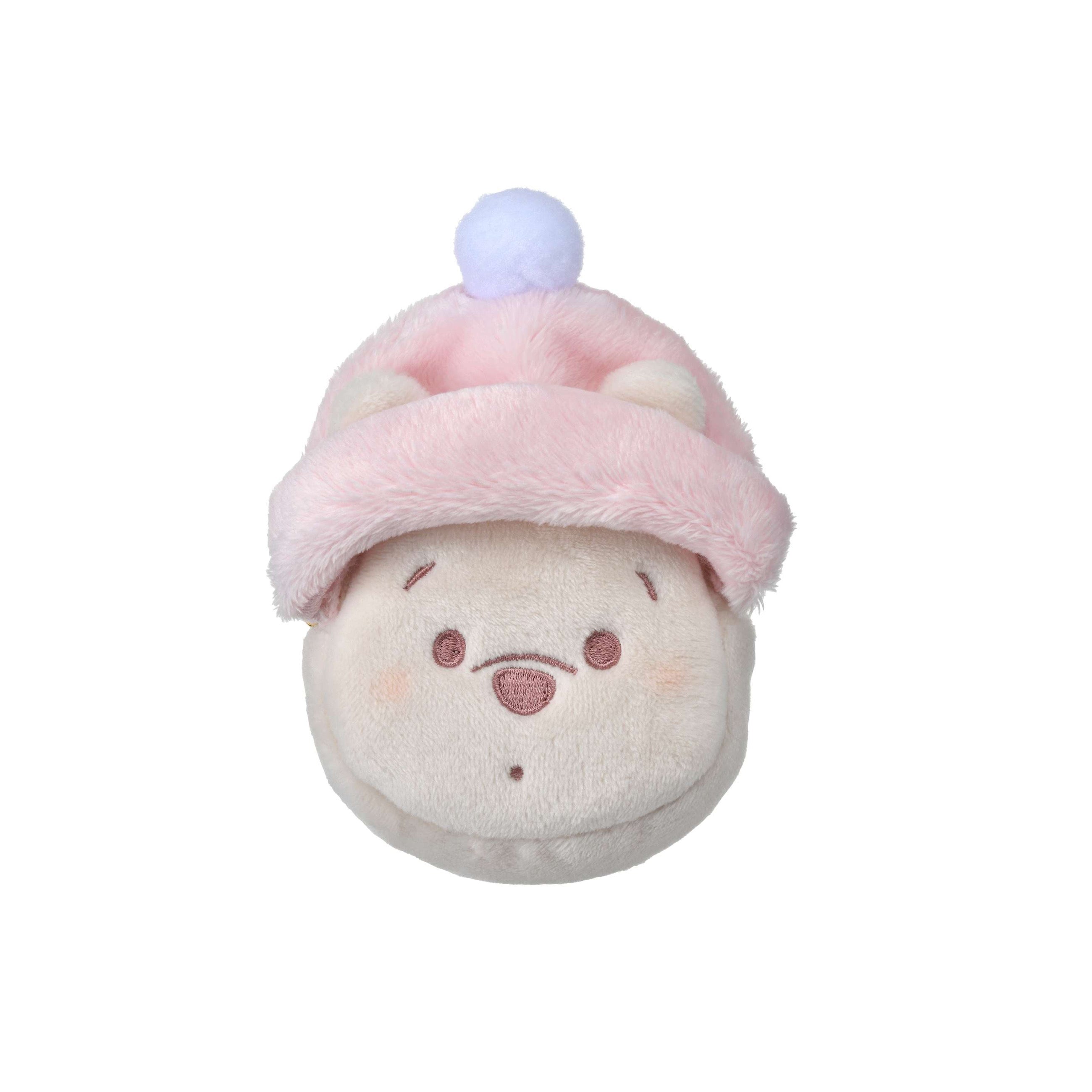 Disney迪士尼|Winnie the Pooh Pouch with Carabiner Fruit Latte Color东迪冬日限定水果拿铁色睡衣睡帽斗篷系列噗噗维尼豆豆眼毛绒钥匙扣挂件零钱包/收纳包|约H11.5×W8.5×D6cm