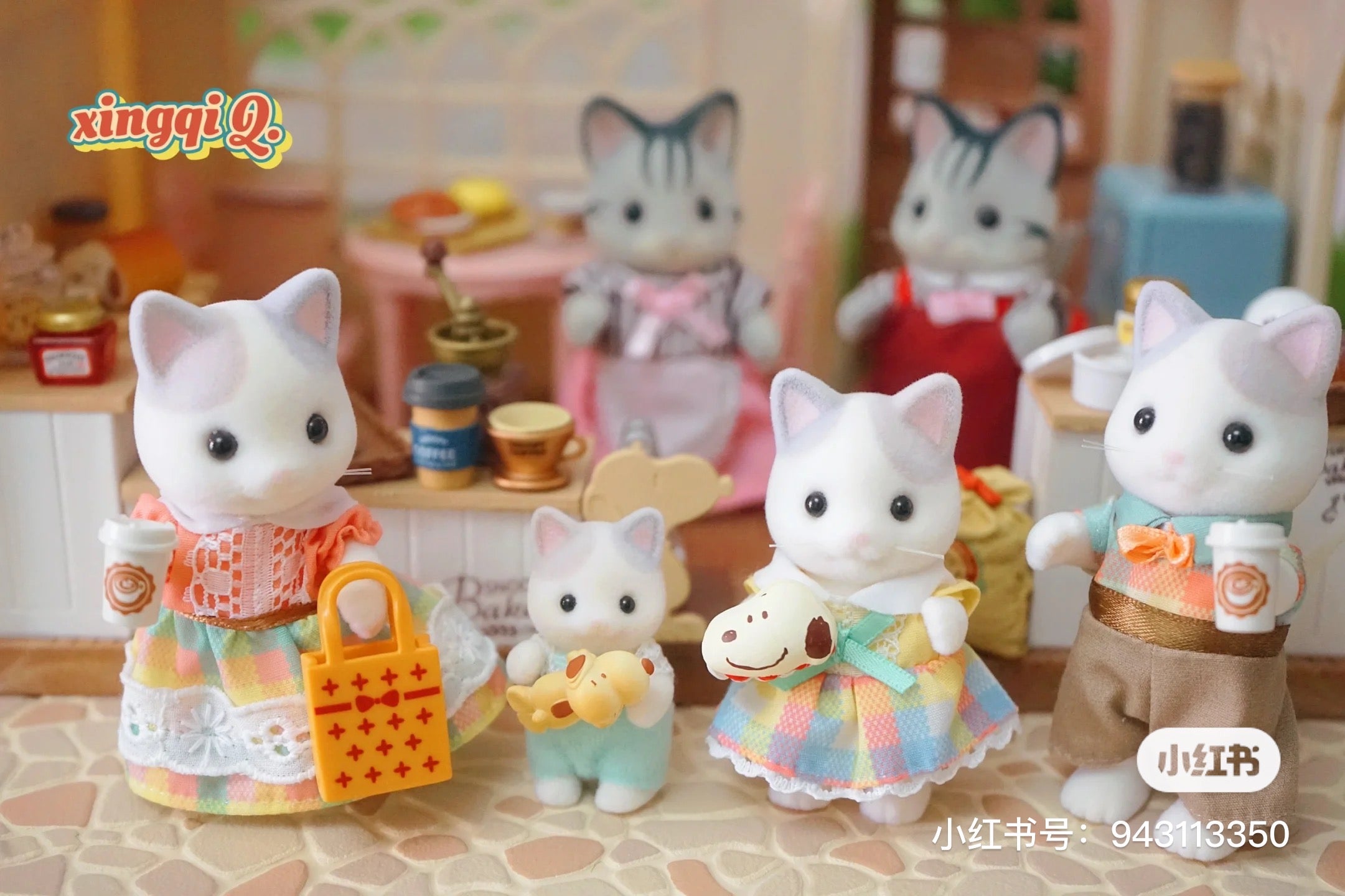 SylvanianFamilies森贝儿家族|Latte Cat拿铁猫家族系列一家四口套组/玩具/过家家5738