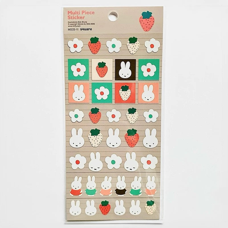 Miffy|Strawberry Colorful Piece Seal Stickers|90×200mm approx.