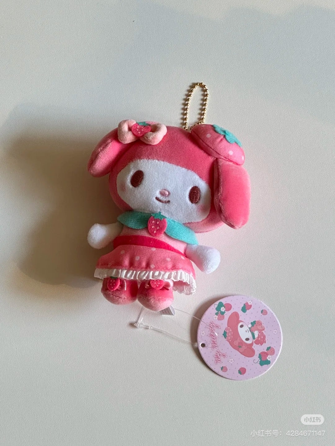 Sanrio|Strawberry Cheek Squishy Mascot Holder /Plush Keychain|Height Approx. 10cm