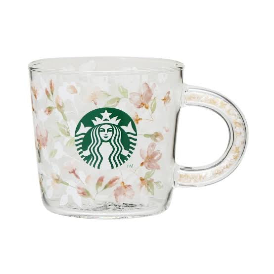 Starbucks日本星巴克|樱花限定花卉手柄耐热玻璃杯|355ml