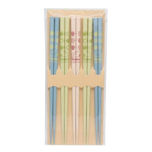 Snoopy|抗菌耐热筷子彩色5双组|約高225mm