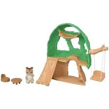 SylvanianFamilies森贝儿家族|Baby Tree House-Striped Cat 幼儿园小树屋+三纹猫站宝套组/玩具/过家家5318