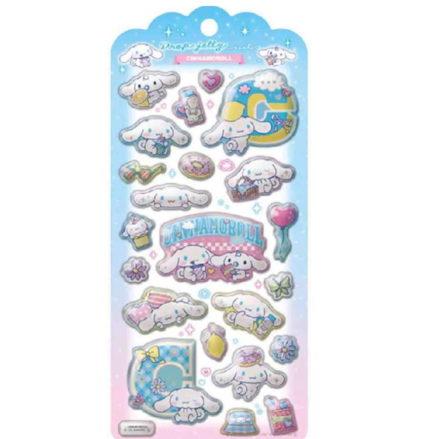 Sanrio|Characters Drop Jelly Stickers|200 x 95 mm approx.
