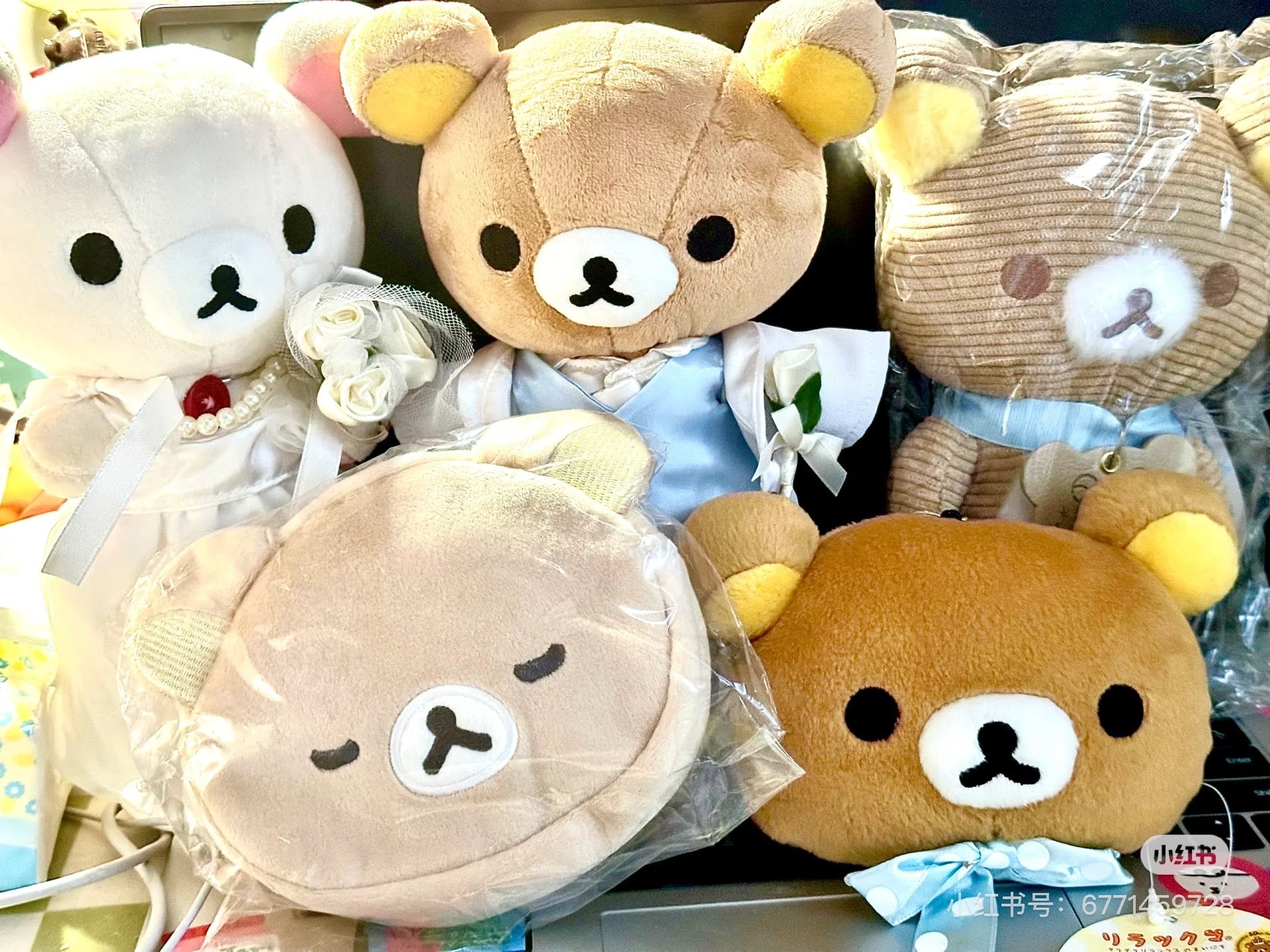 Rilakkuma轻松熊| San-X Plush Pouch / New Basic Rilakkuma脸型毛绒零钱包/小收纳包|约110 x 130 x 40 mm