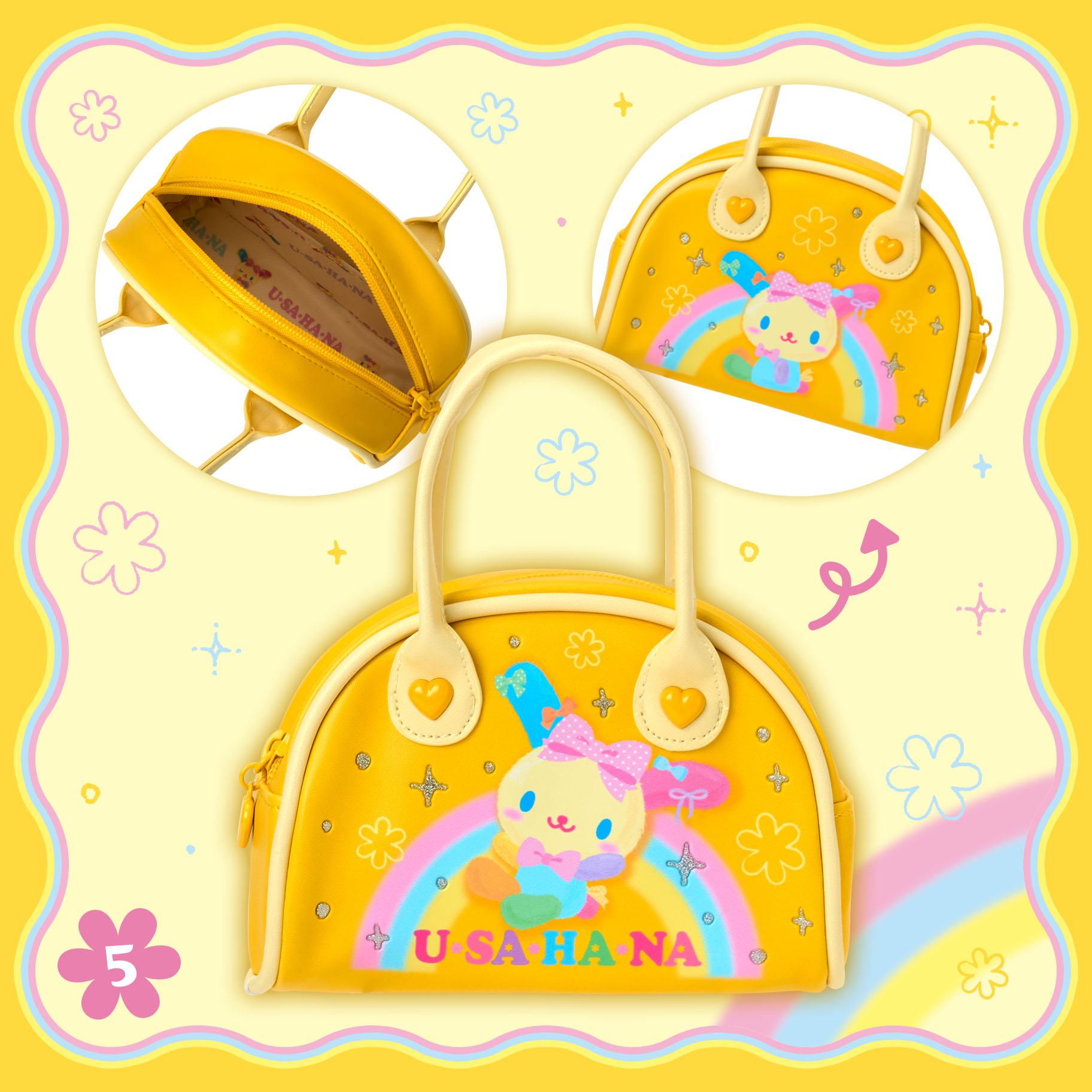 Sanrio|Usahana Always Loved Boston-Style Pouch|16.5×6×11cm approx.