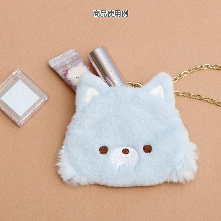 Rilakkuma轻松熊|AoKogu no Otomari - Coin Case - Aoi Ko-Okami San-X新角色可爱脸型毛绒零钱包挂件/小化妆包/收纳包/链子可取下来|约 100mm x 135mm x 10mm