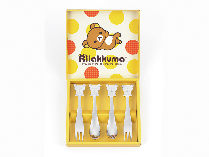 Rilakkuma|Mascot Stainless Steel Spoon & Fork 4pcs Set (S)|157 × 155 × 20mm approx.