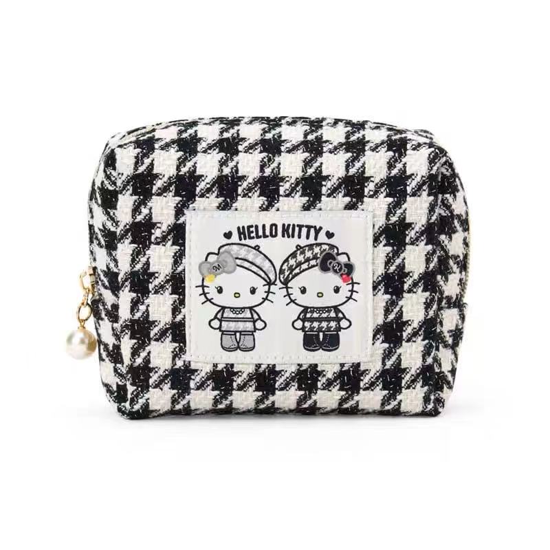 Hello Kitty|Monochrome Girly Twin Coordinate Square Pouch|13.5×6.5×12cm approx.