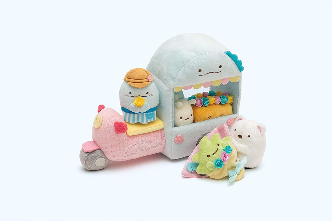 Sumikko gurashi角落生物|San-x Sumikko Gurashi Scene Plush Toy "Flower Wagon" 水龙花车鲜花速递毛绒场景沙包玩偶/摆件|约150 × 210 × 85 毫米