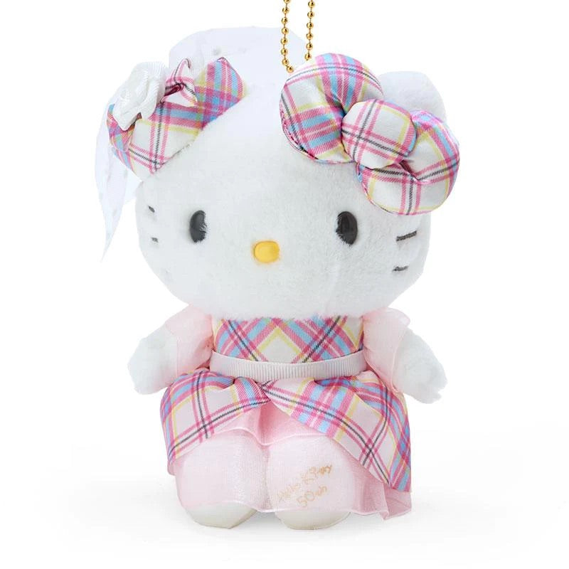 Hello kitty凯蒂猫|50周年限定苏格兰少女格纹洋装kitty挂件|约W11.4×D7×H13.3cm