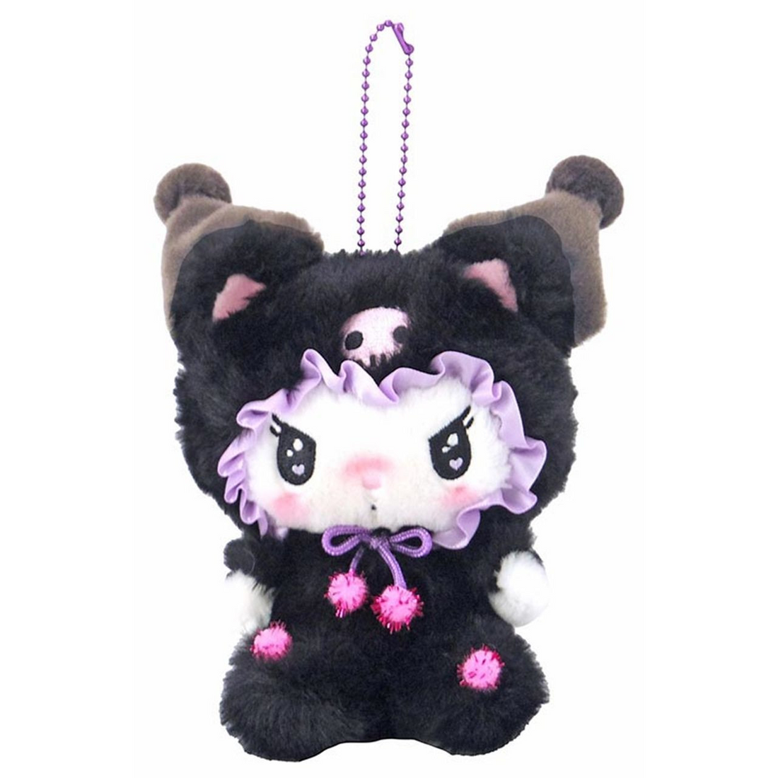 Sanrio三丽鸥|Nakajima Sanrio Mascot- Kuromi / Black Cat Baby库洛米生日黑猫系列毛绒玩偶挂件/包挂/巨好rua|约6.5 x 14.1 x 16.0cm