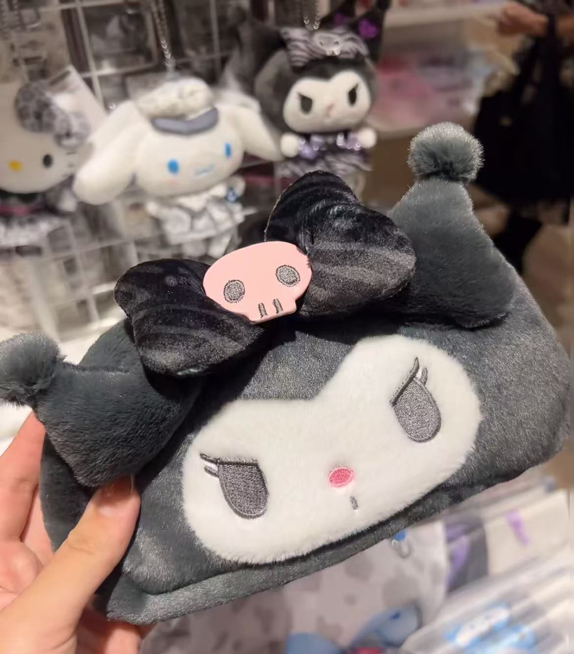 Sanrio|Monotone Animal Fluffy Plush Pen Case|20×6×10cm approx.