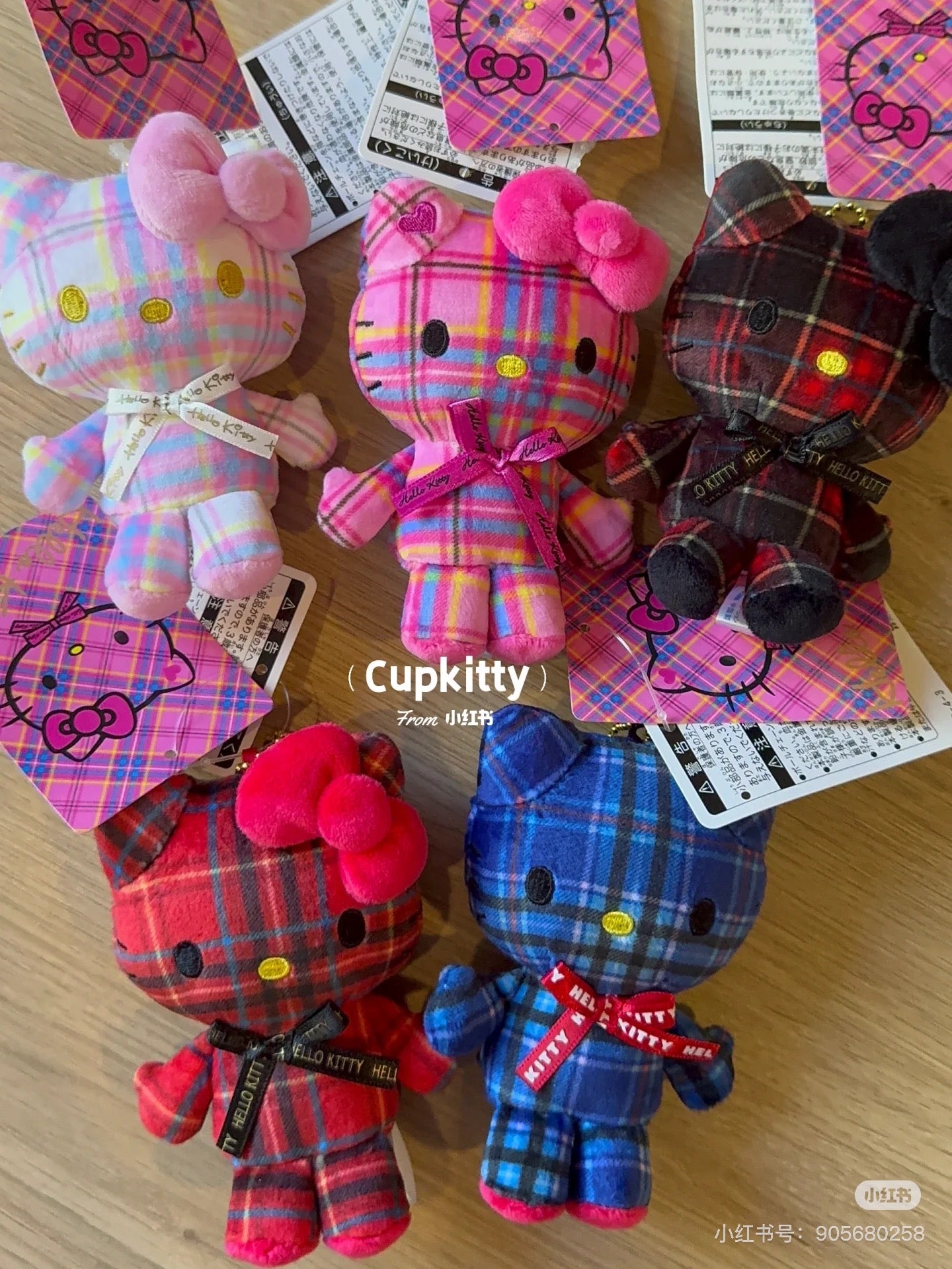 HelloKitty|Sanrio 50th Anniversary Collection Tartan Mascot Holder /Plush Keychain| 85x100x45mm approx.