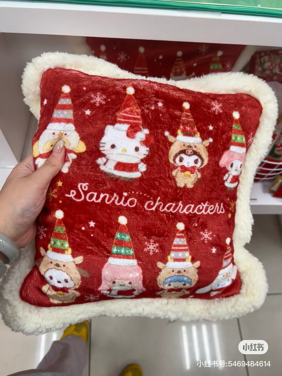 Sanrio三丽鸥|Cushion Blanket - Christmas 2024圣诞限定可收纳加绒加厚盖毯丝绒抱枕/靠垫/正反面都可爱|约105×1×70cm