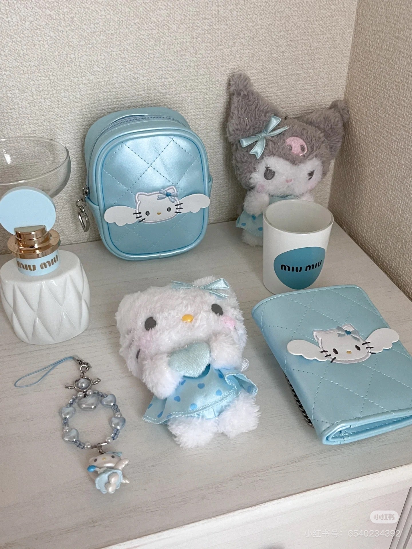 Sanrio三丽鸥|Sanrio Original Bi-fold Card Case / Dreaming Angel水色天使爱神系列蓝色卡包|约W9×D1.5×H10.8cm