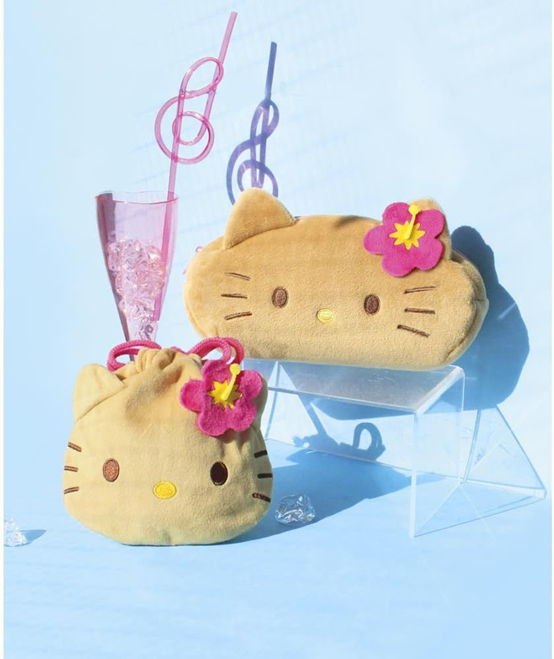 Hello kitty|Face Y2K Tanned Fluffy Plush Pen Case|200×130×40mm approx.