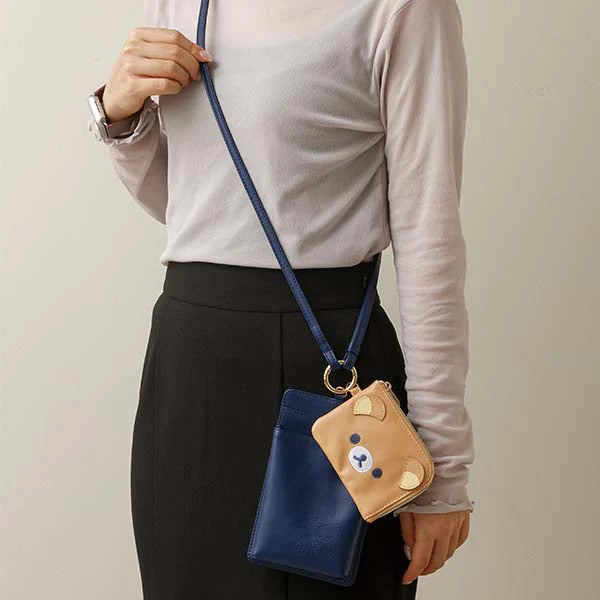 Rilakkuma轻松熊|晚安睡梦系列超软皮质感零钱包手机包斜背包组|手机包约180×110×10mm