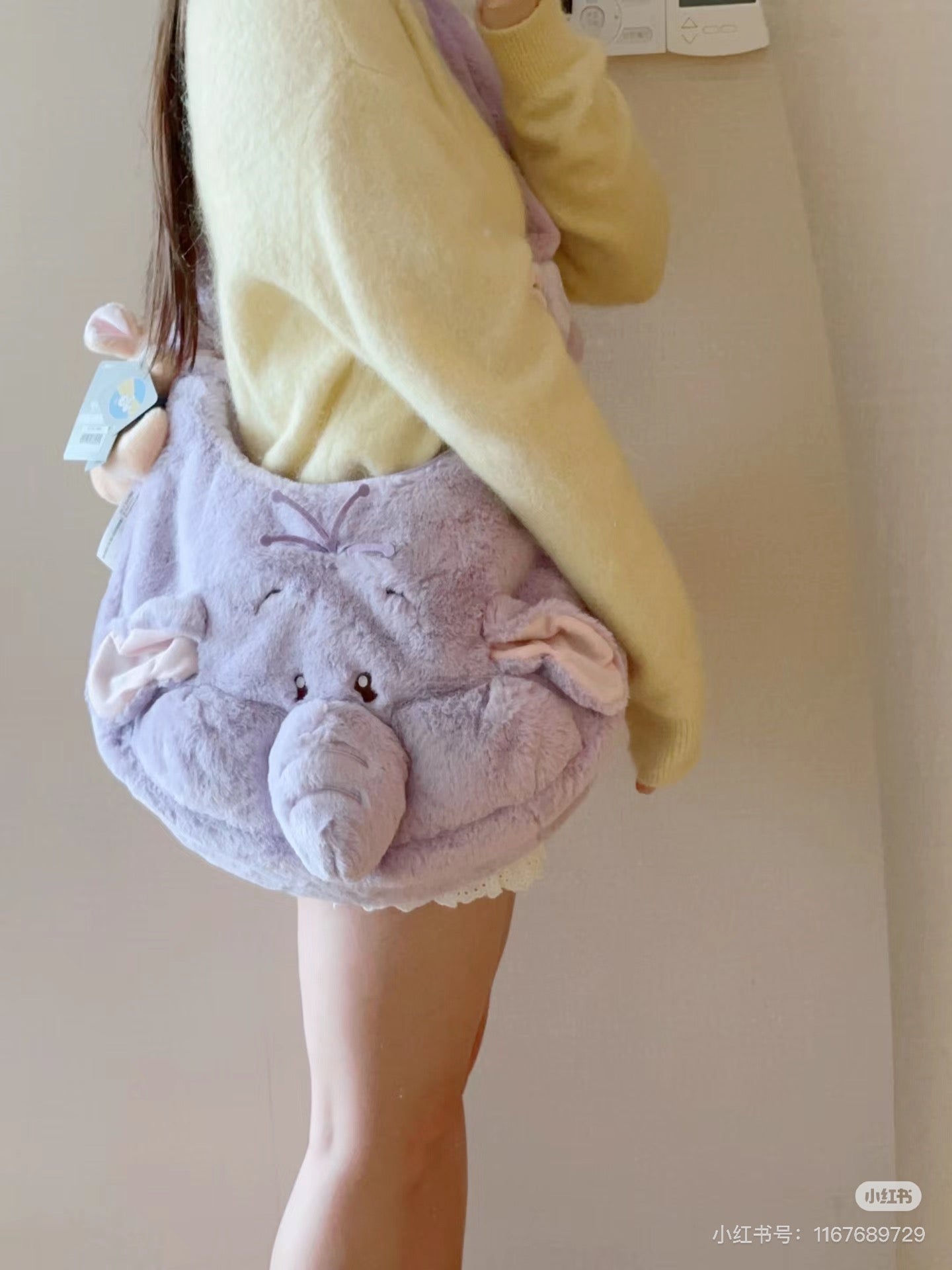 Disney SH|萌动秋日毛茸茸大脸斜挎包/肩带可伸缩调节一包三用