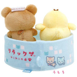 Rilakkuma轻松熊|泡汤/泡温泉系列泡澡盆场景玩偶/含两小只|约50 x 130 x 130 mm