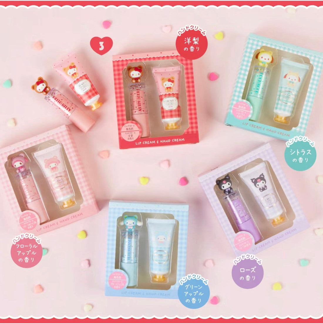 Sanrio|Kawaii Cosme保湿蝴蝶结款护手霜+润唇膏可爱礼盒|20g+3.8g