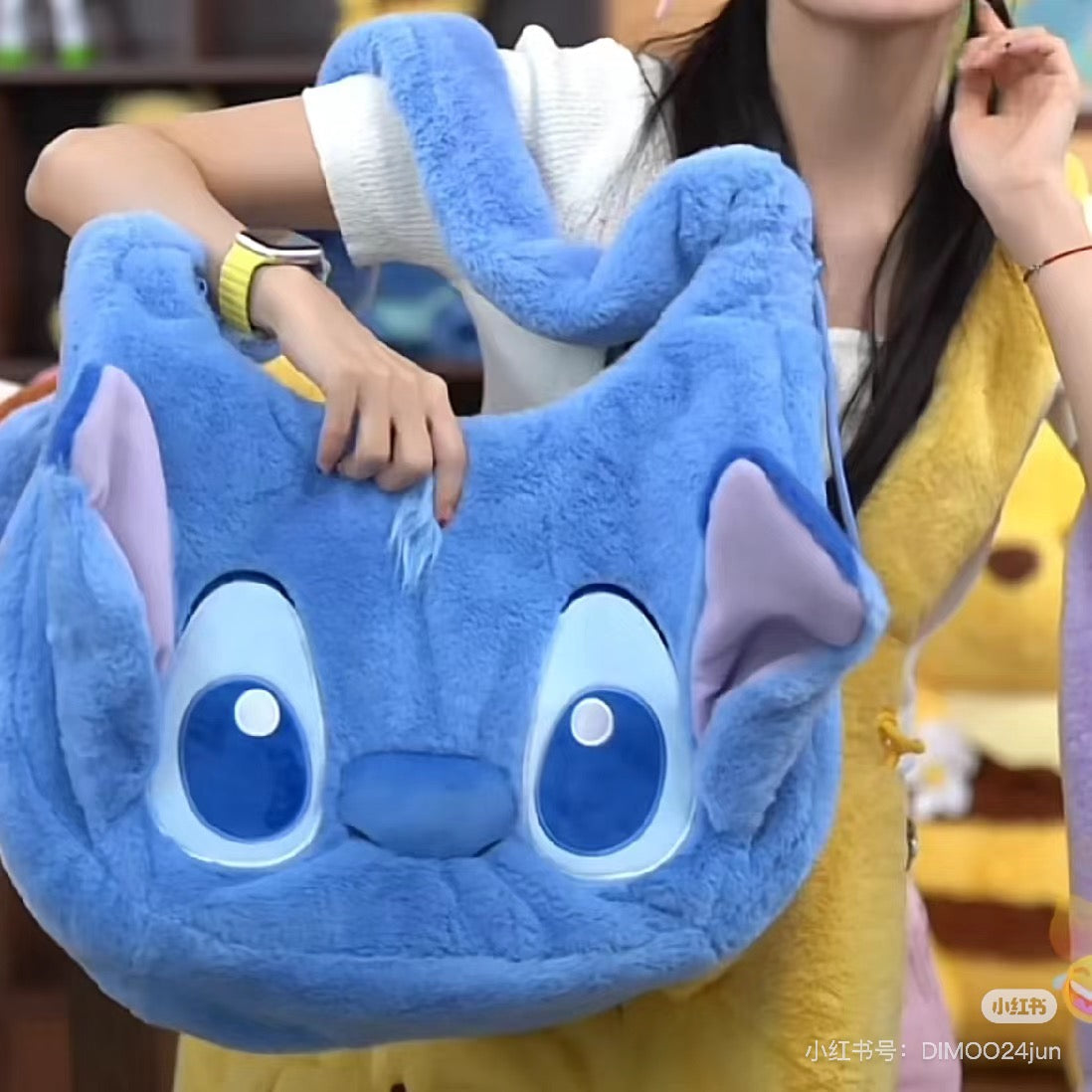 Disney SH|萌动秋日毛茸茸大脸斜挎包/肩带可伸缩调节一包三用