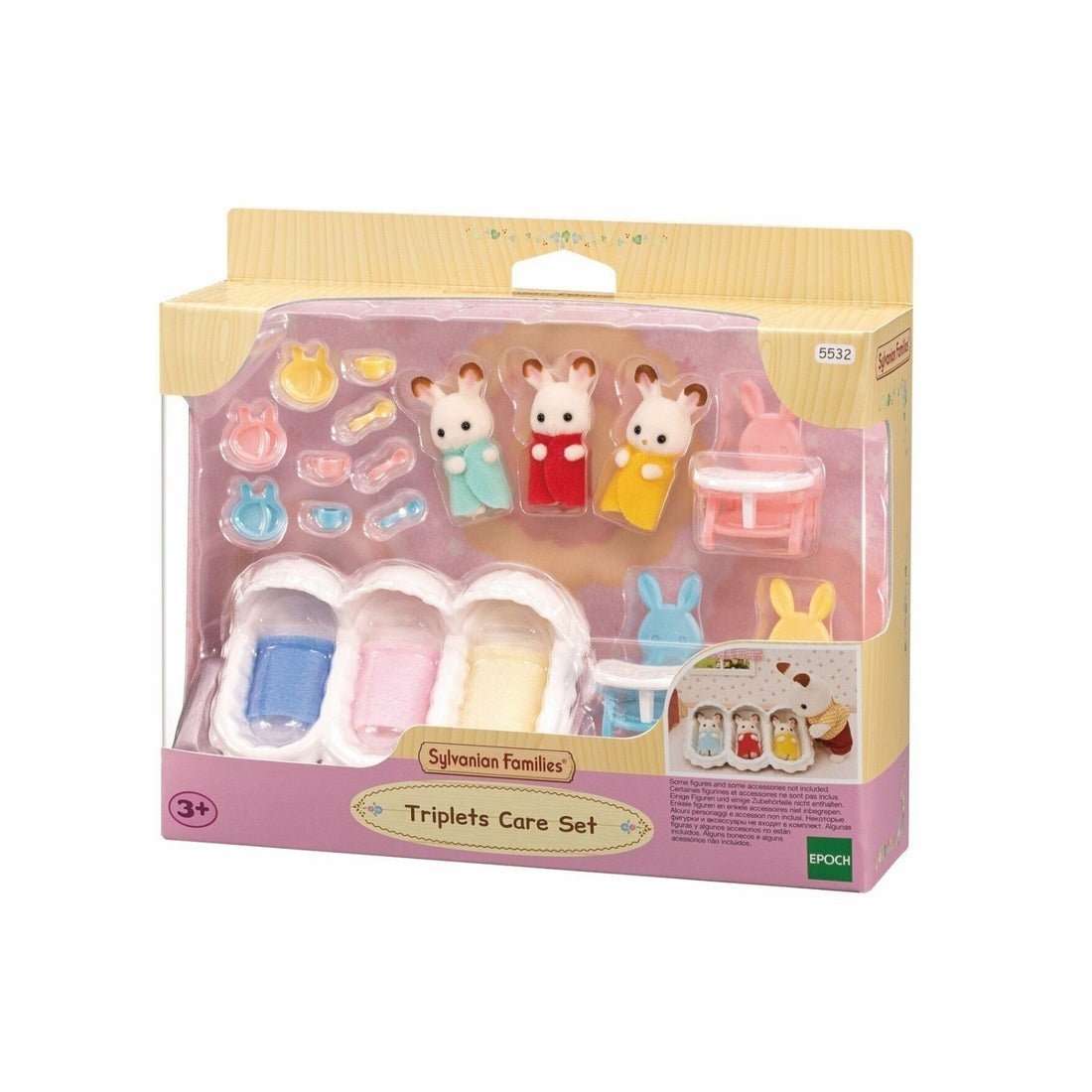 SylvanianFamilies森贝儿家族|Triplets Care Set-Chocolate Rabbit巧克力兔三胞胎小鼻嘎套装玩具/过家家5532