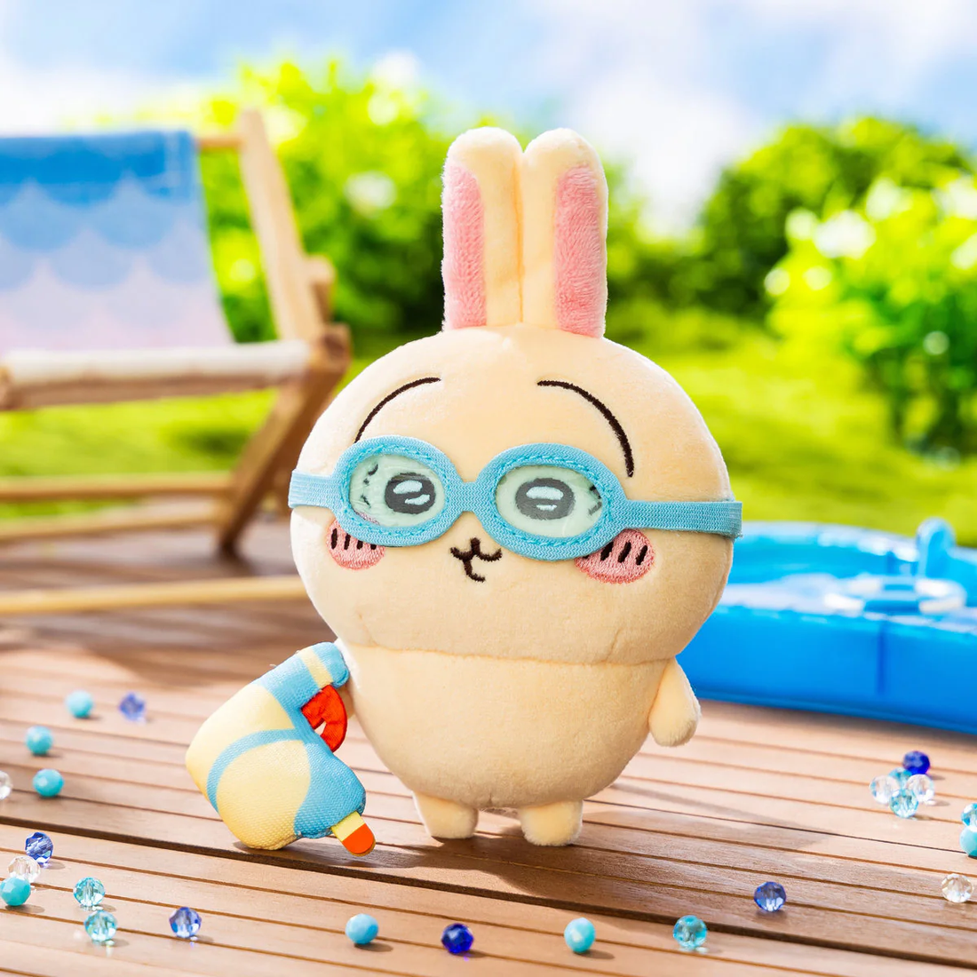 chiikawa|Goggle Summer Usagi Mascot Holder /Plush Keychain|135×105×55mm approx.