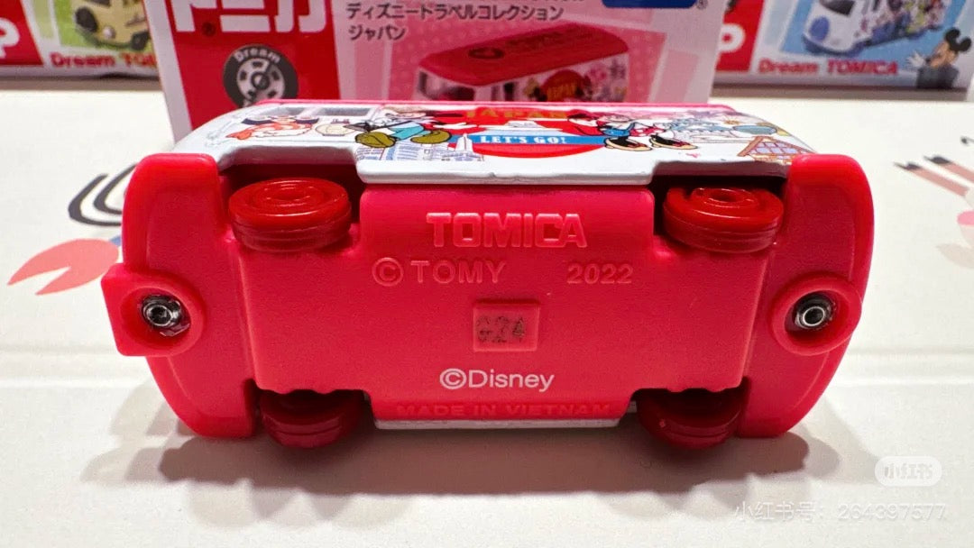 Tomica|Dream Tomica SP Disney Travel Collection 多美卡 × 迪士尼限定粉色露营旅行巴士模型玩具/摆件|约7.8 x 4.2 x 4 cm
