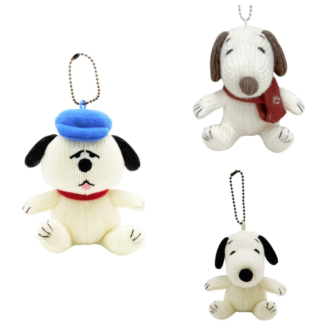 Snoopy|Peanuts Ball Chain Knit Scarf Mascot Holder /Plush Keychain| 90x90x70mm approx.
