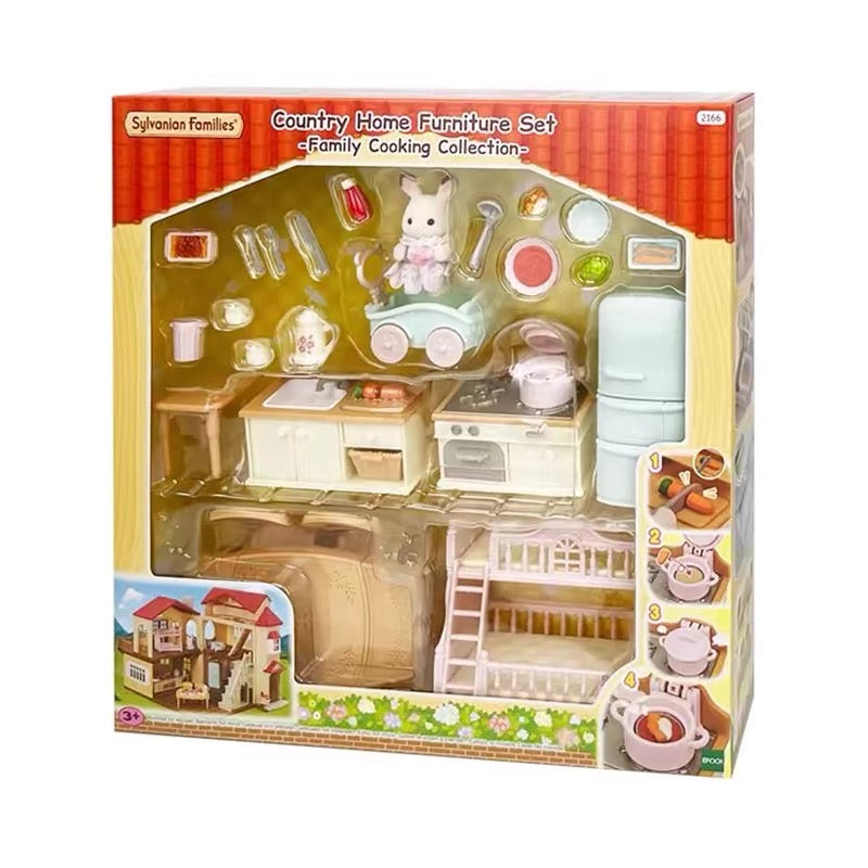 SylvanianFamilies森贝儿家族|Country Home Furniture Set-Chocolate Rabbit巧克力兔家庭烹饪家具套组/玩具/过家家2166