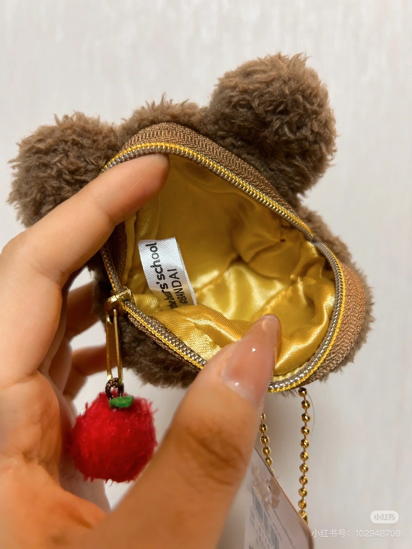 The bear’s school上学熊|学院限定小熊毛绒零钱包/挂件/小苹果拉链|約110x80x40mm