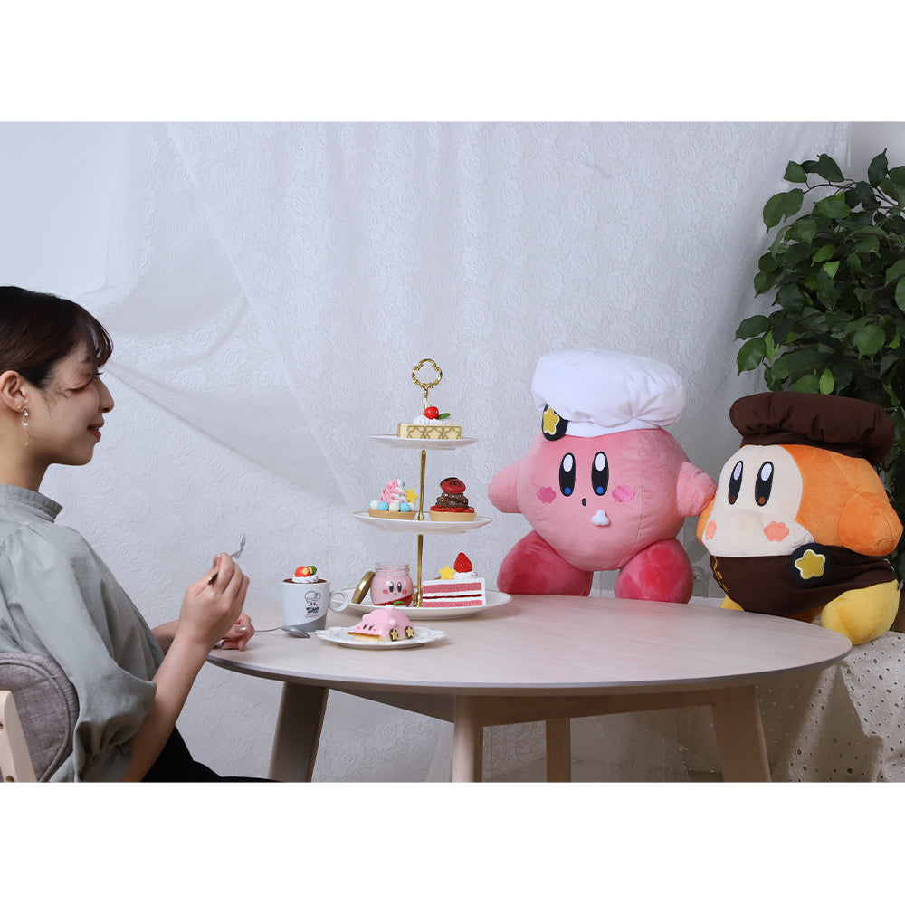 Kirby|cafe厨房限定咖啡色厨师服公仔L号|約H380×W300×D270mm